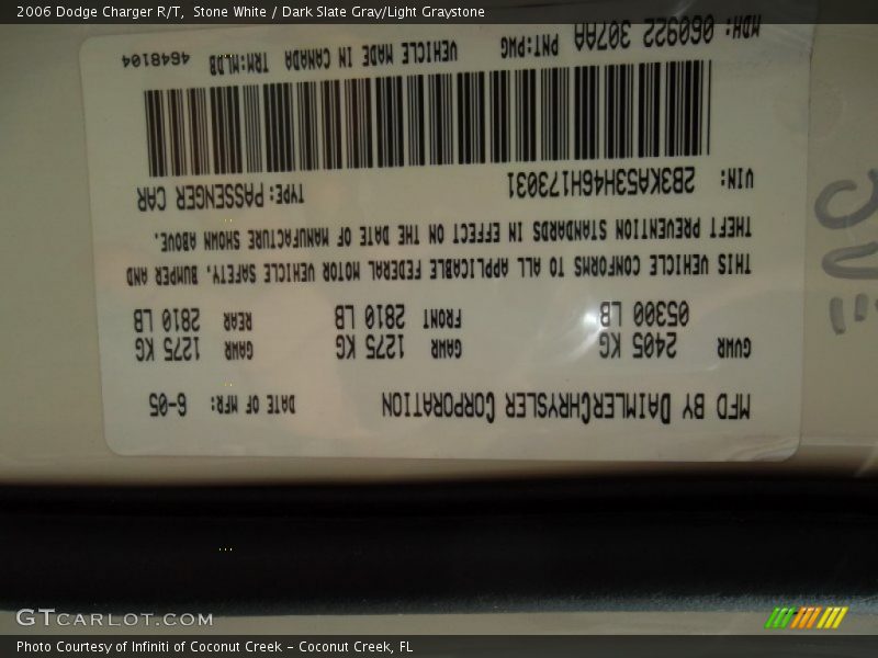 Stone White / Dark Slate Gray/Light Graystone 2006 Dodge Charger R/T
