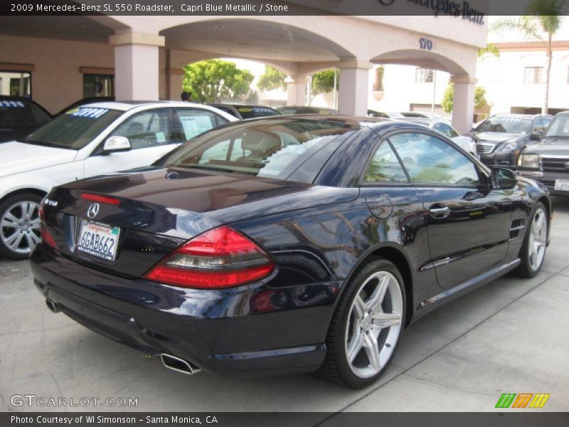 Capri Blue Metallic / Stone 2009 Mercedes-Benz SL 550 Roadster