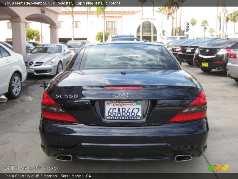 Capri Blue Metallic / Stone 2009 Mercedes-Benz SL 550 Roadster