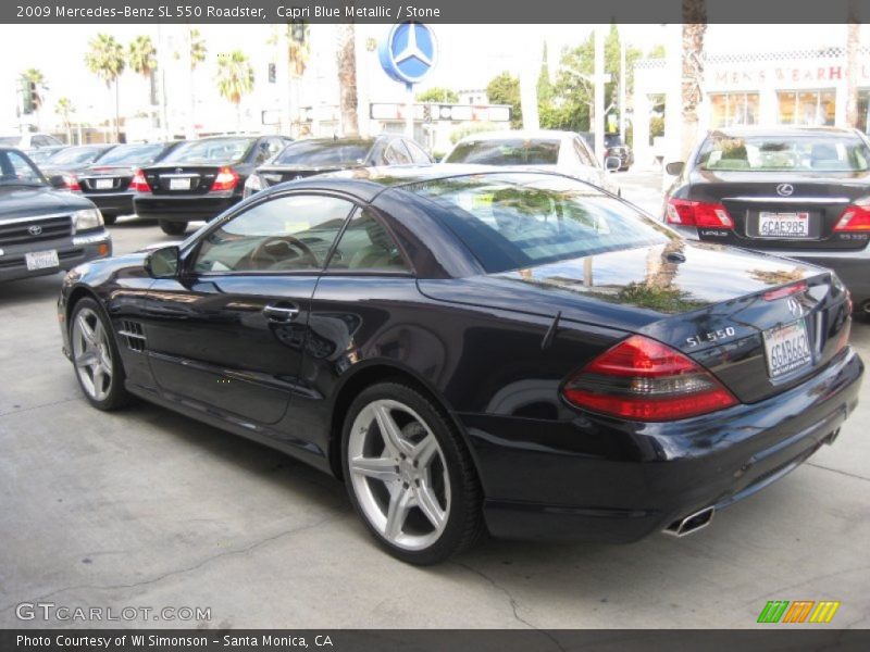Capri Blue Metallic / Stone 2009 Mercedes-Benz SL 550 Roadster