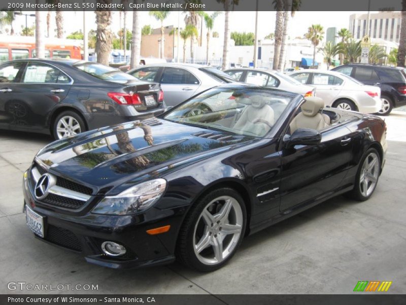 Capri Blue Metallic / Stone 2009 Mercedes-Benz SL 550 Roadster