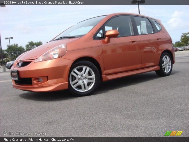 Blaze Orange Metallic / Black/Grey 2008 Honda Fit Sport