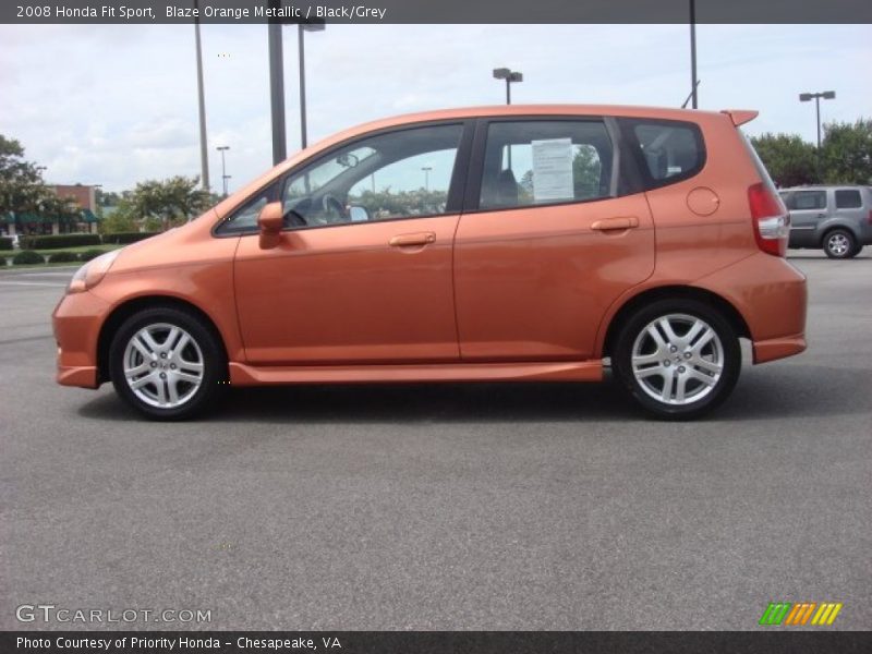 Blaze Orange Metallic / Black/Grey 2008 Honda Fit Sport
