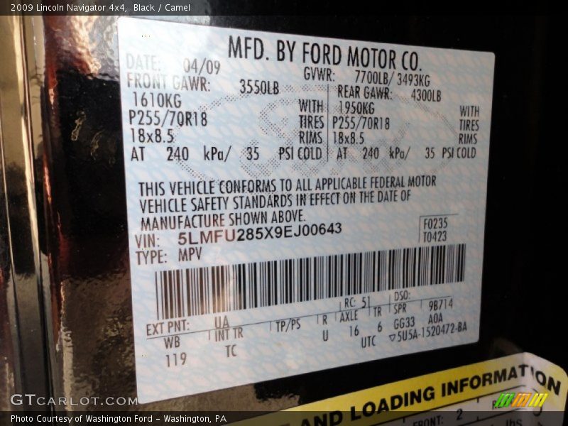 Black / Camel 2009 Lincoln Navigator 4x4