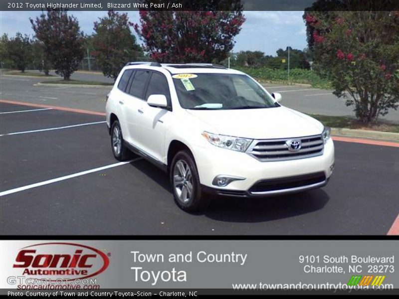 Blizzard White Pearl / Ash 2012 Toyota Highlander Limited