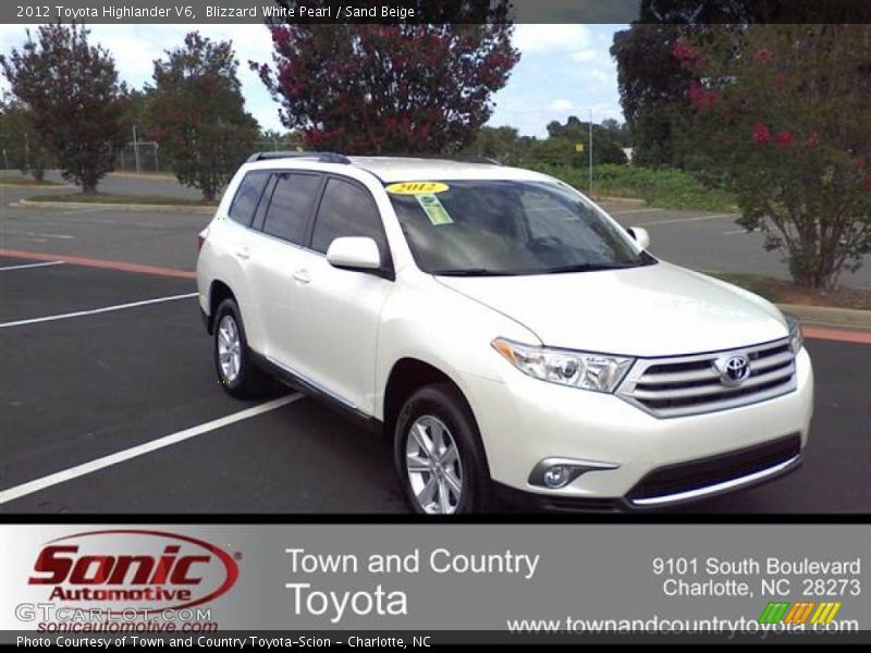Blizzard White Pearl / Sand Beige 2012 Toyota Highlander V6