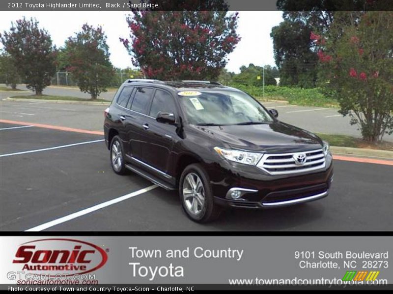 Black / Sand Beige 2012 Toyota Highlander Limited