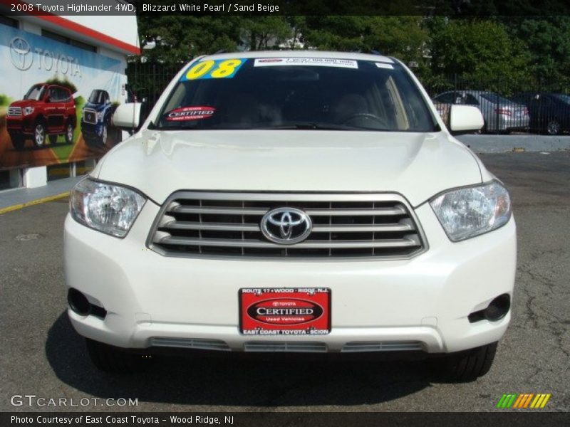 Blizzard White Pearl / Sand Beige 2008 Toyota Highlander 4WD