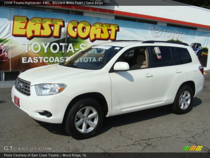 Blizzard White Pearl / Sand Beige 2008 Toyota Highlander 4WD
