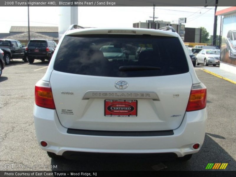 Blizzard White Pearl / Sand Beige 2008 Toyota Highlander 4WD