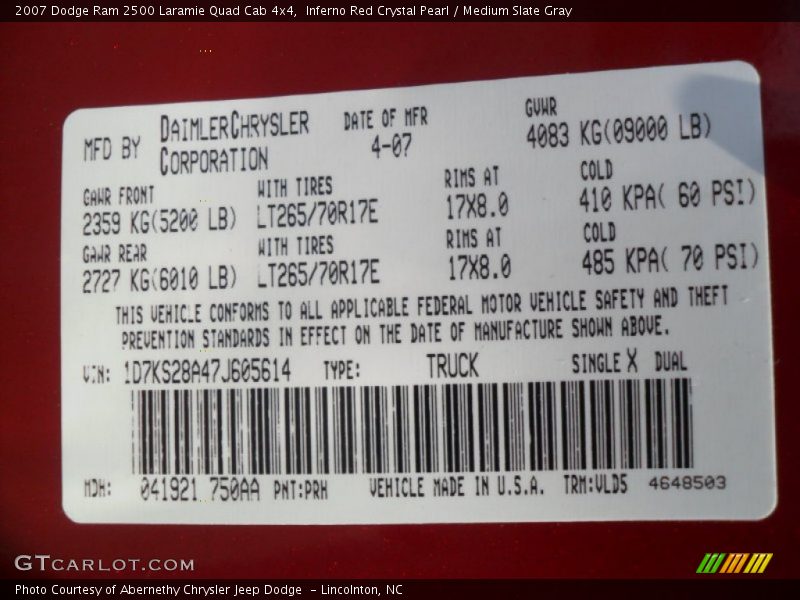 Inferno Red Crystal Pearl / Medium Slate Gray 2007 Dodge Ram 2500 Laramie Quad Cab 4x4