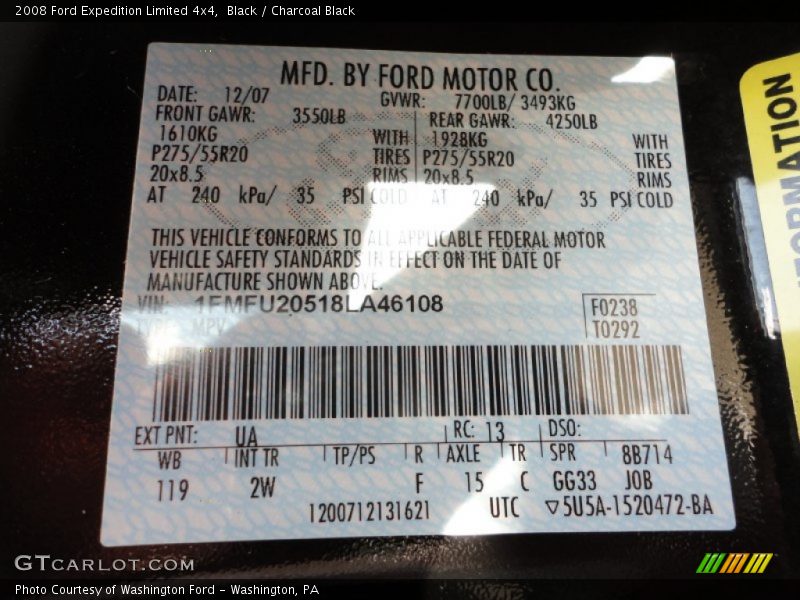 Black / Charcoal Black 2008 Ford Expedition Limited 4x4