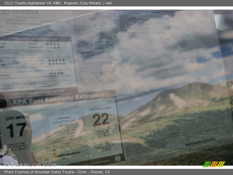 Magnetic Gray Metallic / Ash 2012 Toyota Highlander V6 4WD