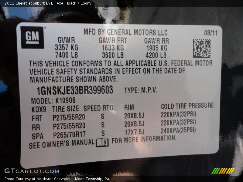 Black / Ebony 2011 Chevrolet Suburban LT 4x4