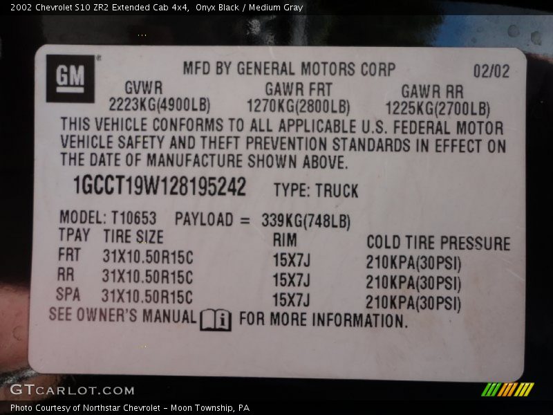 Onyx Black / Medium Gray 2002 Chevrolet S10 ZR2 Extended Cab 4x4