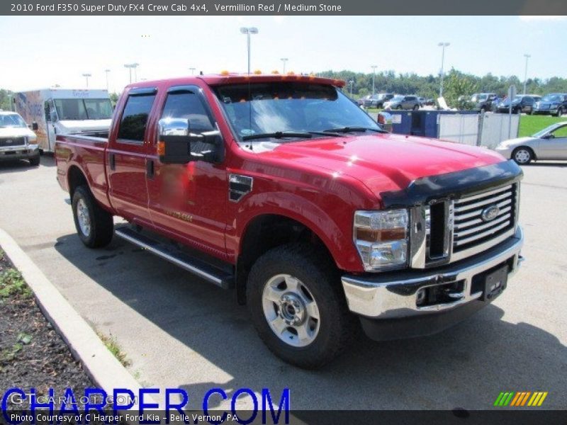 Vermillion Red / Medium Stone 2010 Ford F350 Super Duty FX4 Crew Cab 4x4