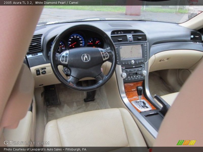 White Diamond Pearl / Camel 2005 Acura TL 3.2