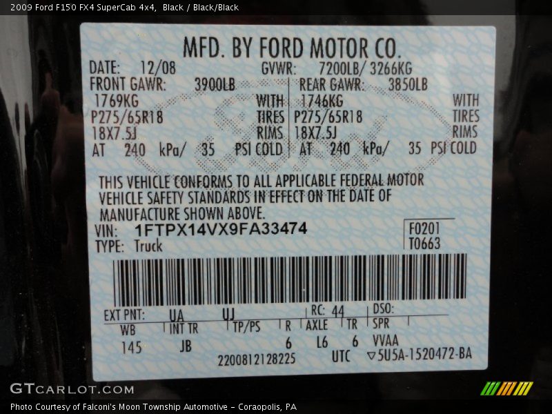 Black / Black/Black 2009 Ford F150 FX4 SuperCab 4x4