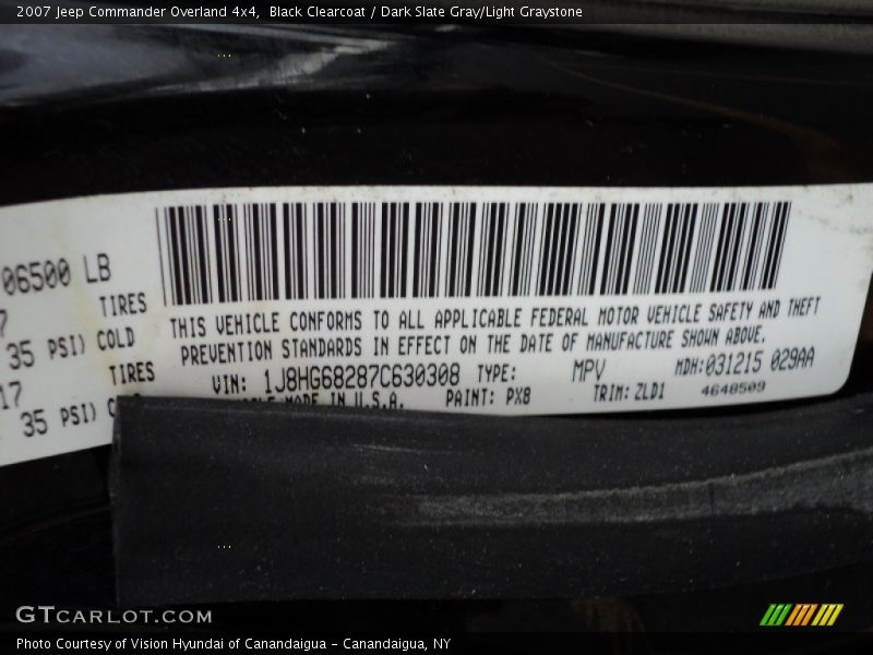 Black Clearcoat / Dark Slate Gray/Light Graystone 2007 Jeep Commander Overland 4x4