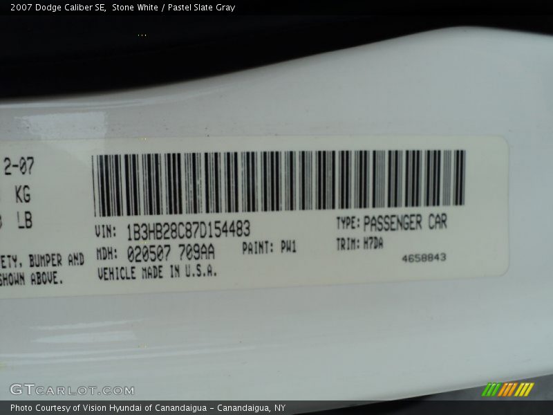 Stone White / Pastel Slate Gray 2007 Dodge Caliber SE