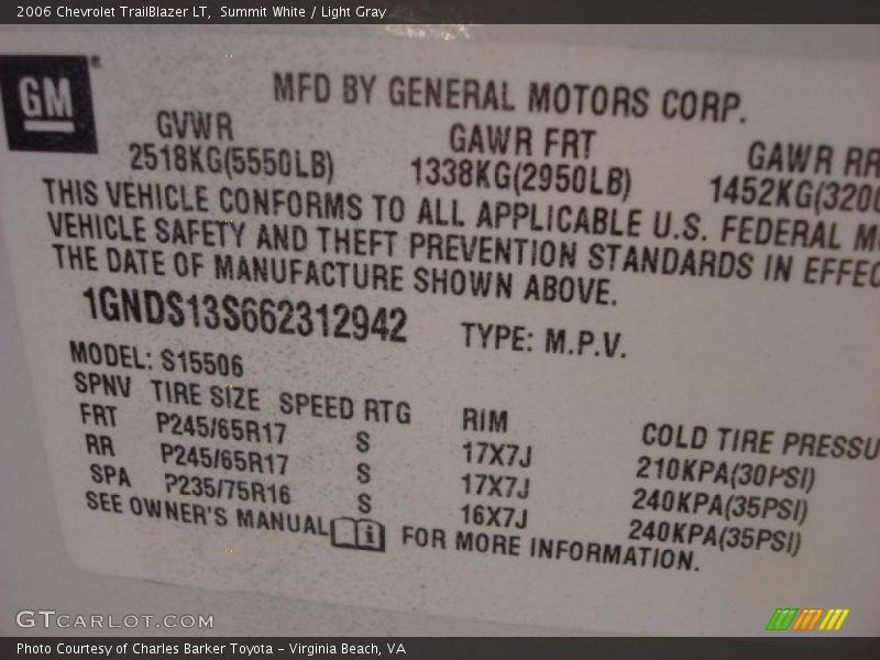 Summit White / Light Gray 2006 Chevrolet TrailBlazer LT