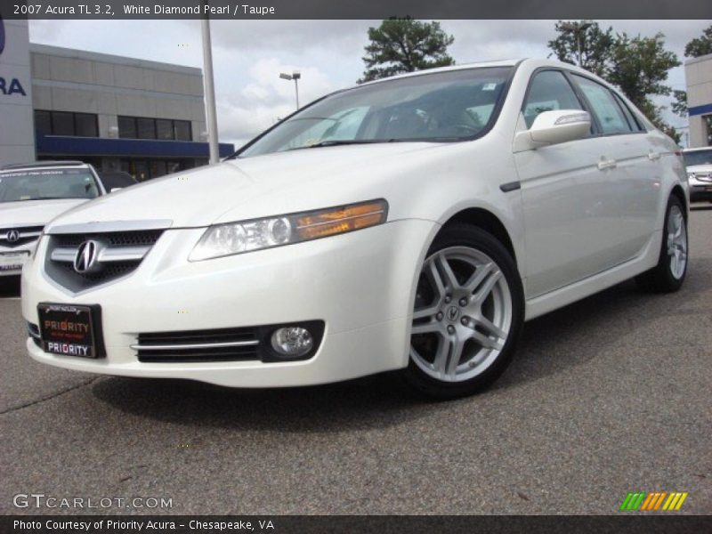 White Diamond Pearl / Taupe 2007 Acura TL 3.2