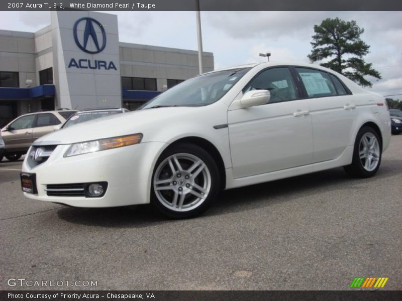 White Diamond Pearl / Taupe 2007 Acura TL 3.2