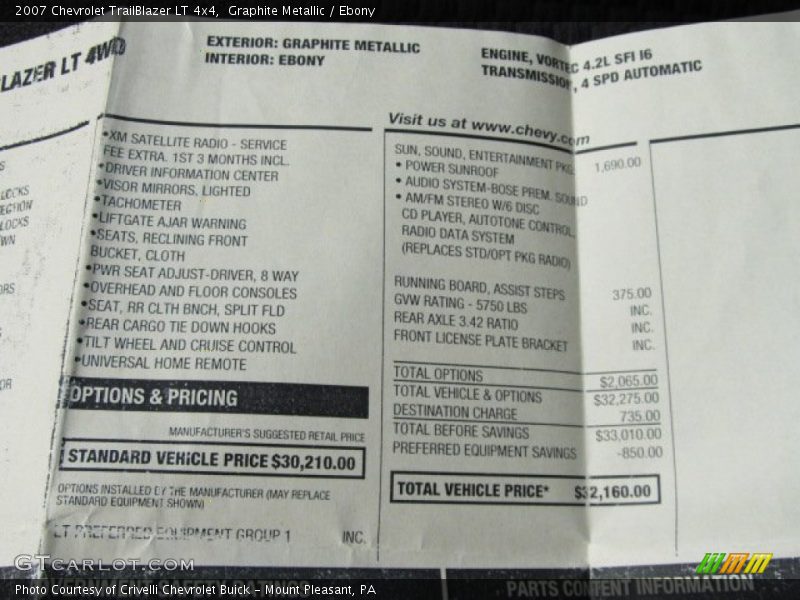 Graphite Metallic / Ebony 2007 Chevrolet TrailBlazer LT 4x4