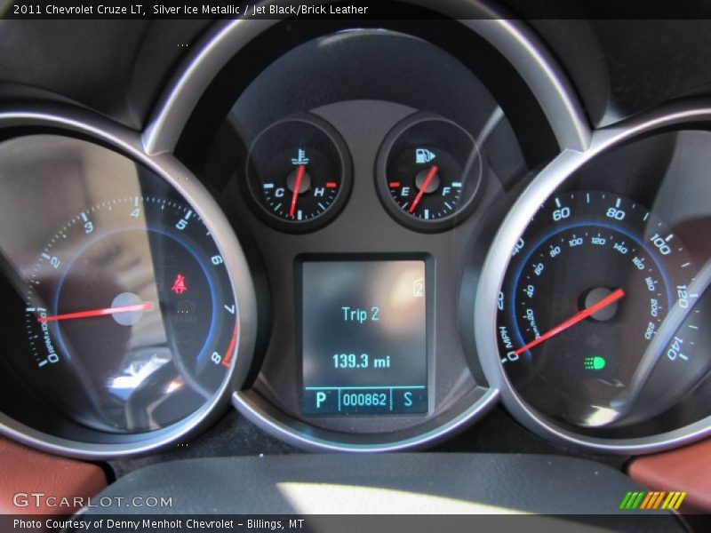 Silver Ice Metallic / Jet Black/Brick Leather 2011 Chevrolet Cruze LT