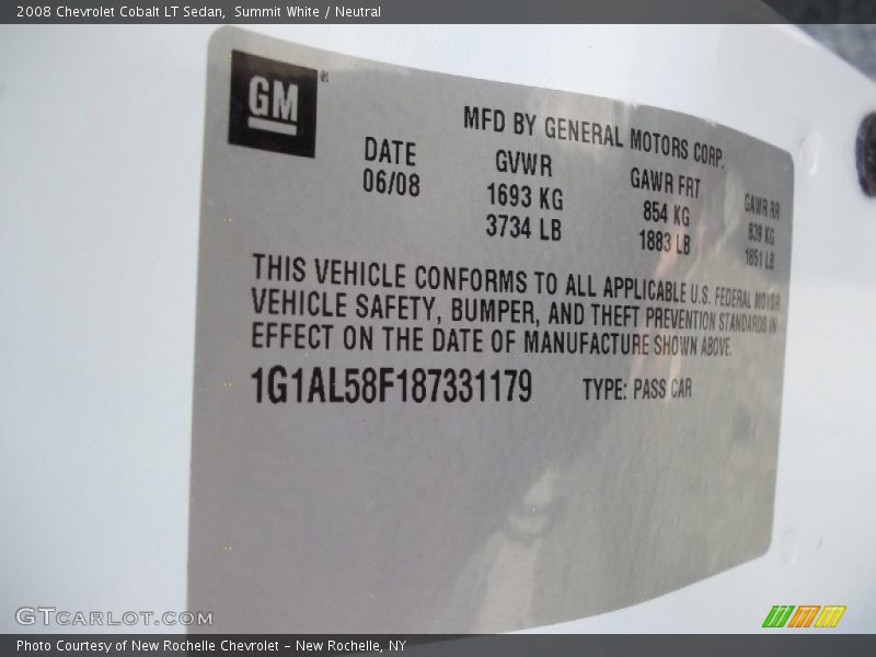 Summit White / Neutral 2008 Chevrolet Cobalt LT Sedan