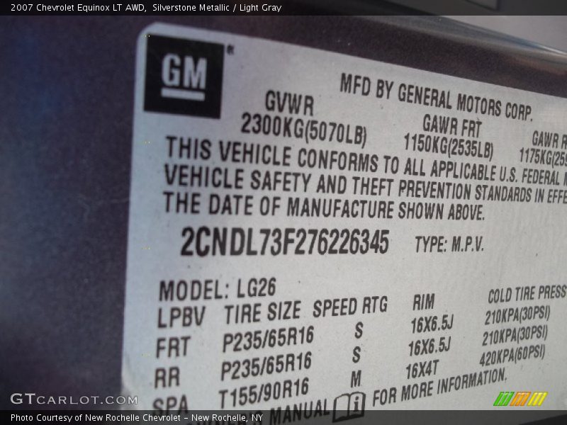 Silverstone Metallic / Light Gray 2007 Chevrolet Equinox LT AWD