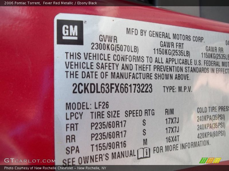 Fever Red Metallic / Ebony Black 2006 Pontiac Torrent