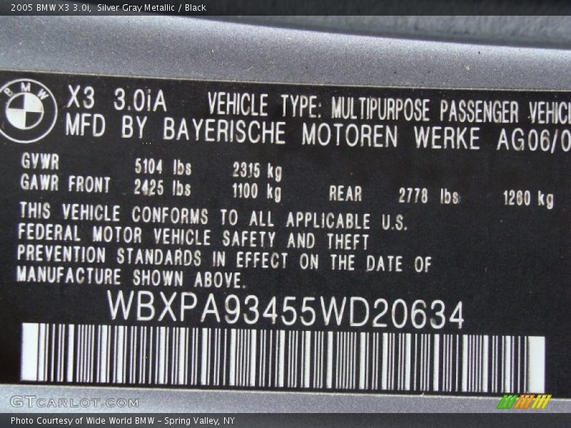 Silver Gray Metallic / Black 2005 BMW X3 3.0i