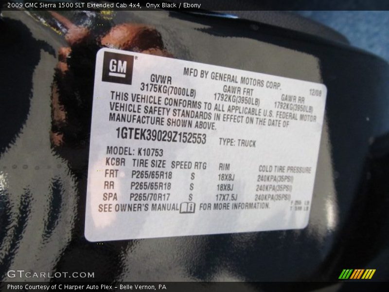 Onyx Black / Ebony 2009 GMC Sierra 1500 SLT Extended Cab 4x4