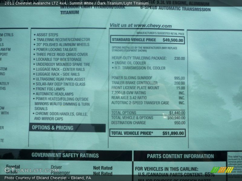 Summit White / Dark Titanium/Light Titanium 2011 Chevrolet Avalanche LTZ 4x4