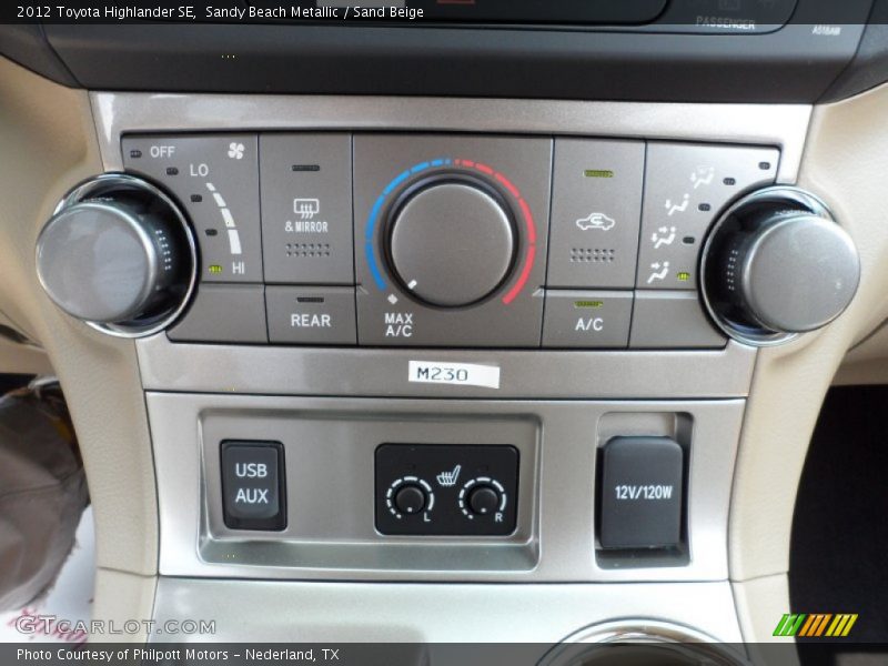 Controls of 2012 Highlander SE