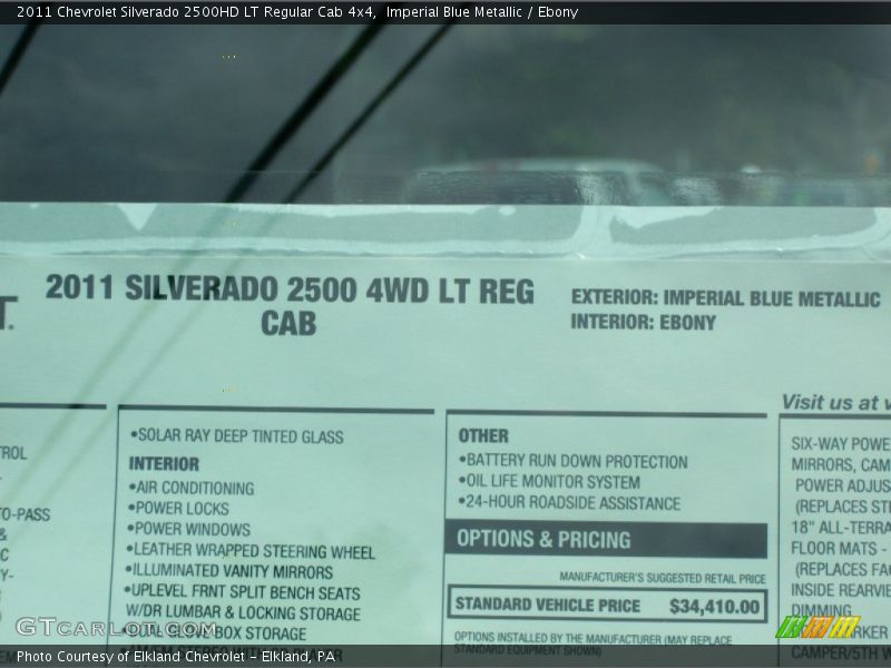  2011 Silverado 2500HD LT Regular Cab 4x4 Window Sticker