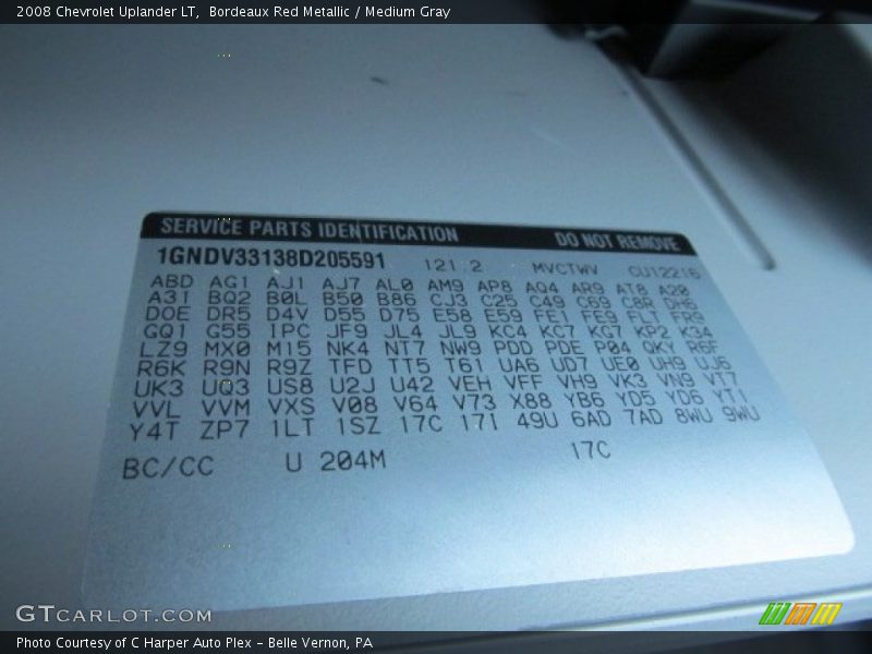 Bordeaux Red Metallic / Medium Gray 2008 Chevrolet Uplander LT