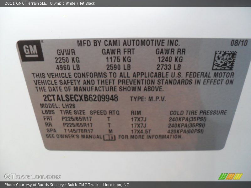 Olympic White / Jet Black 2011 GMC Terrain SLE