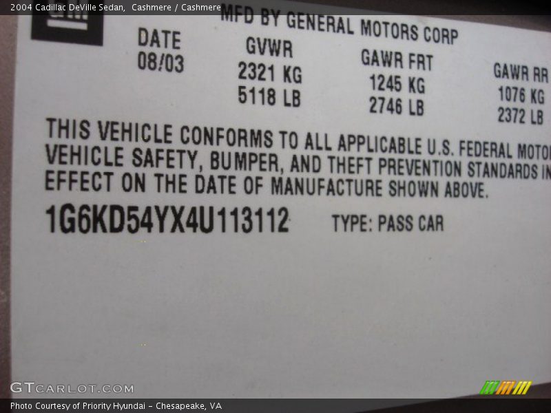 Cashmere / Cashmere 2004 Cadillac DeVille Sedan