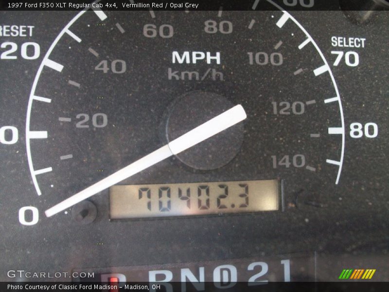 Vermillion Red / Opal Grey 1997 Ford F350 XLT Regular Cab 4x4