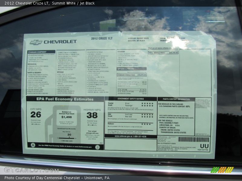 2012 Cruze LT Window Sticker