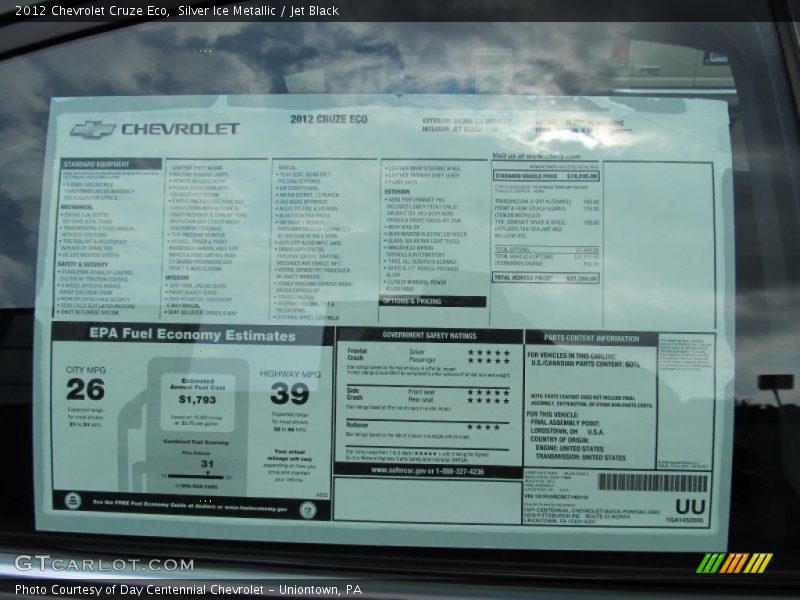  2012 Cruze Eco Window Sticker