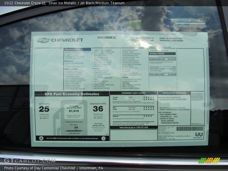  2012 Cruze LS Window Sticker