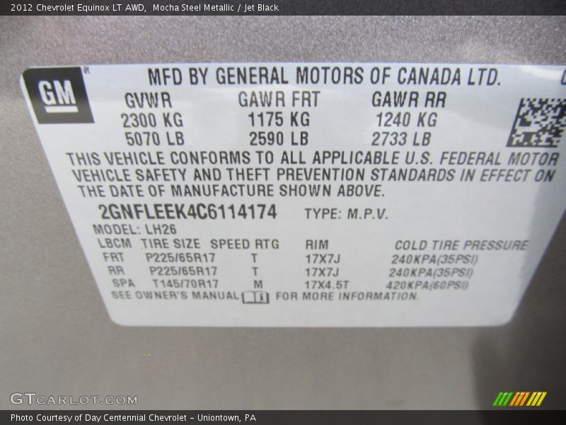 Mocha Steel Metallic / Jet Black 2012 Chevrolet Equinox LT AWD