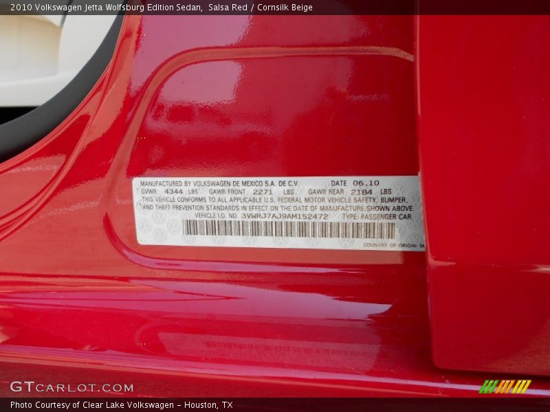 Salsa Red / Cornsilk Beige 2010 Volkswagen Jetta Wolfsburg Edition Sedan