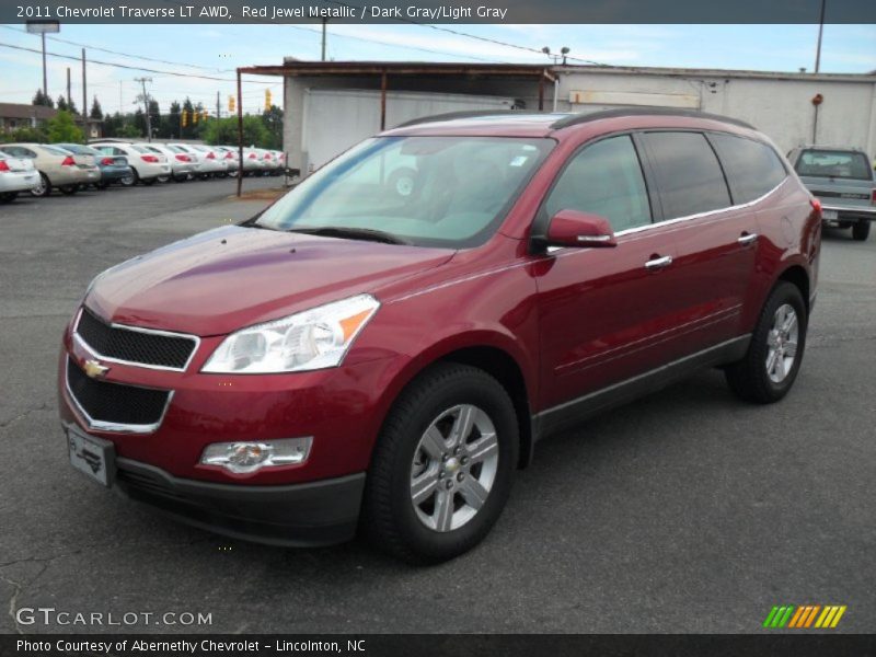 Red Jewel Metallic / Dark Gray/Light Gray 2011 Chevrolet Traverse LT AWD