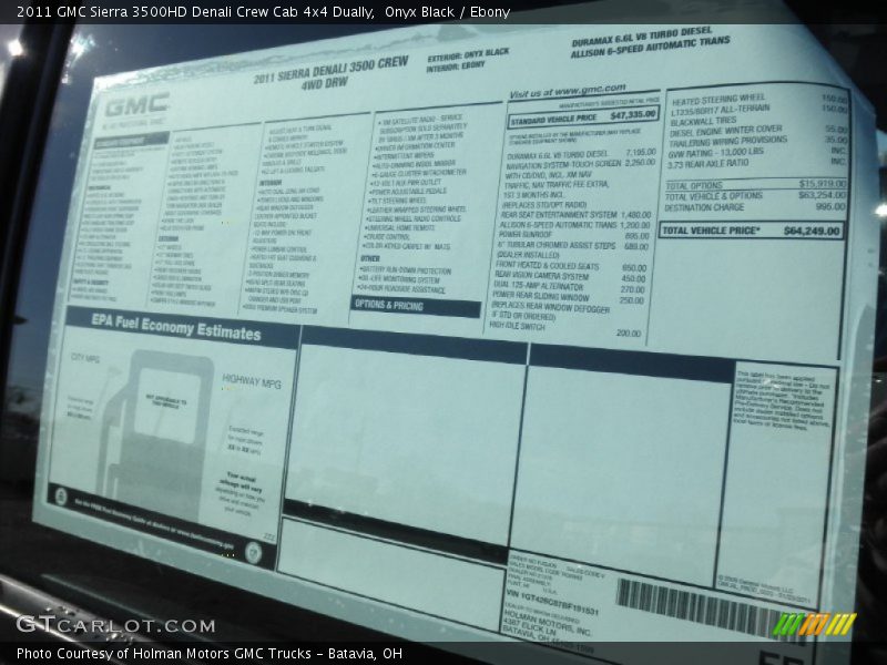 Onyx Black / Ebony 2011 GMC Sierra 3500HD Denali Crew Cab 4x4 Dually