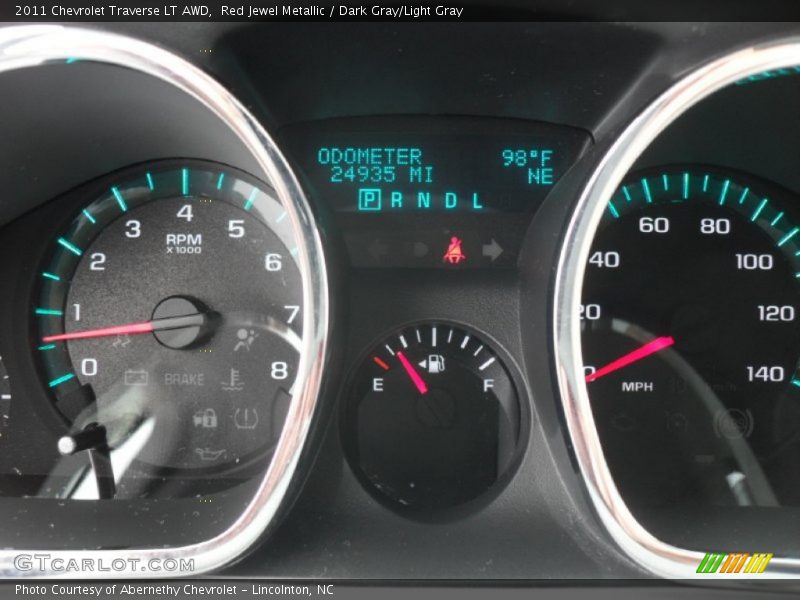 Red Jewel Metallic / Dark Gray/Light Gray 2011 Chevrolet Traverse LT AWD