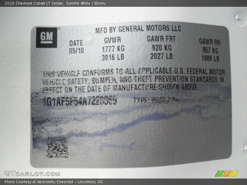 Summit White / Ebony 2010 Chevrolet Cobalt LT Sedan